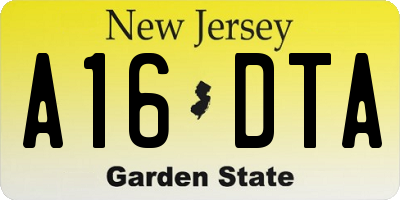 NJ license plate A16DTA