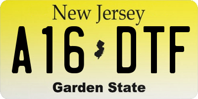 NJ license plate A16DTF