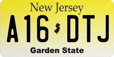 NJ license plate A16DTJ