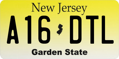 NJ license plate A16DTL