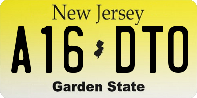 NJ license plate A16DTO