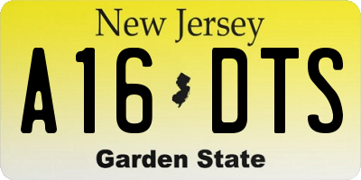 NJ license plate A16DTS