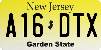 NJ license plate A16DTX