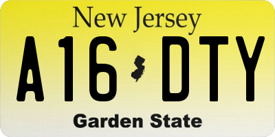 NJ license plate A16DTY