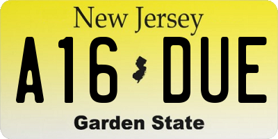 NJ license plate A16DUE