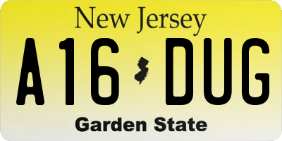 NJ license plate A16DUG