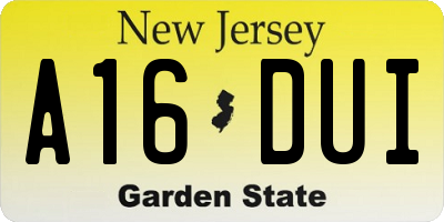 NJ license plate A16DUI