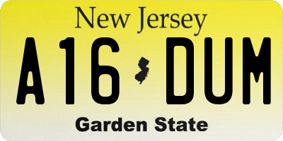 NJ license plate A16DUM