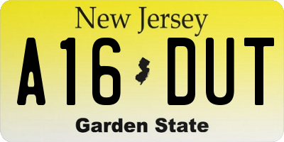 NJ license plate A16DUT