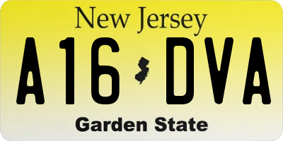 NJ license plate A16DVA