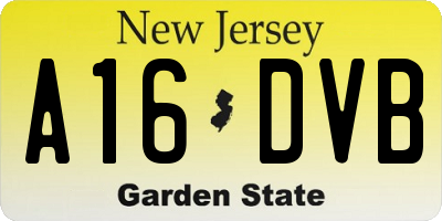 NJ license plate A16DVB