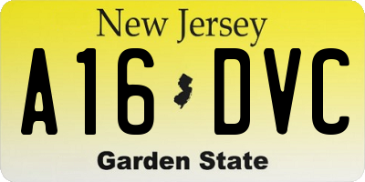 NJ license plate A16DVC