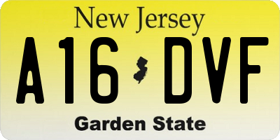 NJ license plate A16DVF