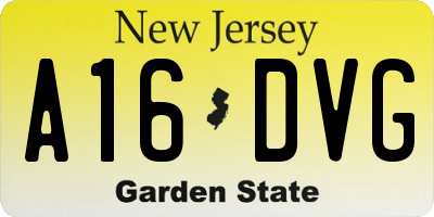 NJ license plate A16DVG