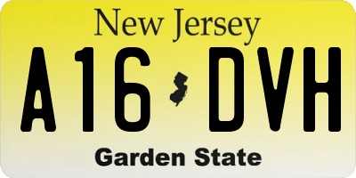 NJ license plate A16DVH