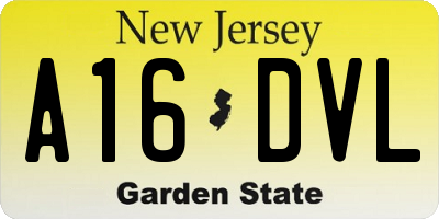 NJ license plate A16DVL