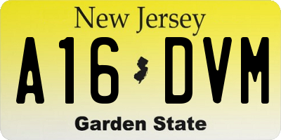 NJ license plate A16DVM