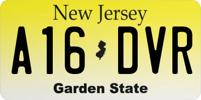 NJ license plate A16DVR