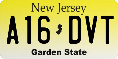 NJ license plate A16DVT