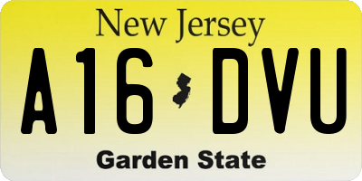 NJ license plate A16DVU