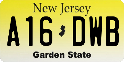 NJ license plate A16DWB
