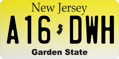 NJ license plate A16DWH