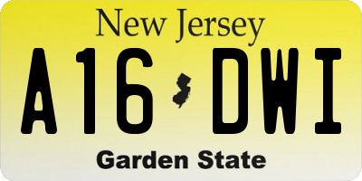 NJ license plate A16DWI