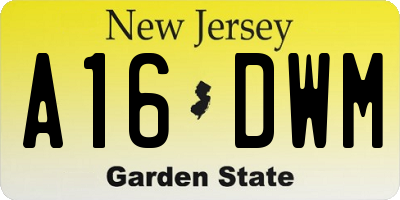 NJ license plate A16DWM