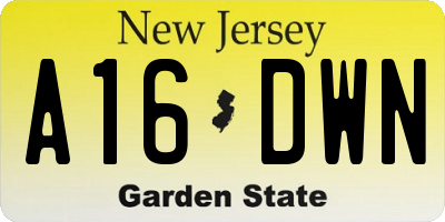 NJ license plate A16DWN