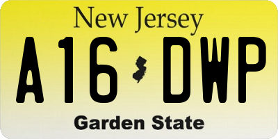 NJ license plate A16DWP