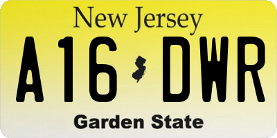 NJ license plate A16DWR
