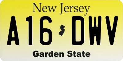 NJ license plate A16DWV