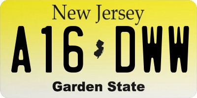 NJ license plate A16DWW