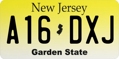 NJ license plate A16DXJ