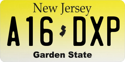 NJ license plate A16DXP