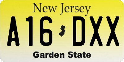NJ license plate A16DXX