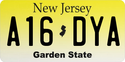 NJ license plate A16DYA