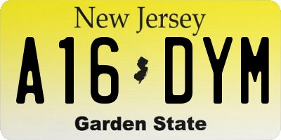 NJ license plate A16DYM