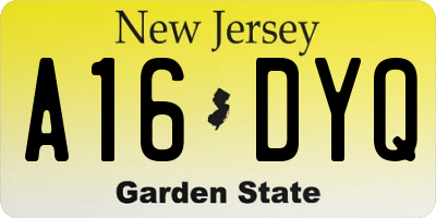 NJ license plate A16DYQ