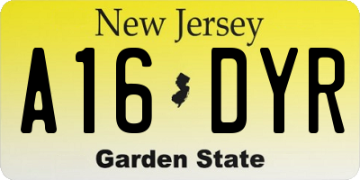 NJ license plate A16DYR