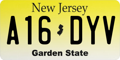 NJ license plate A16DYV