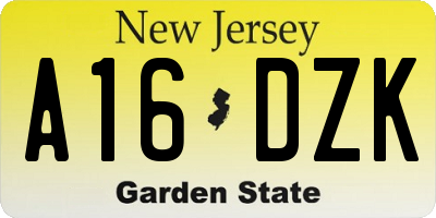 NJ license plate A16DZK