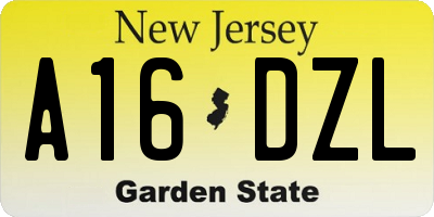 NJ license plate A16DZL