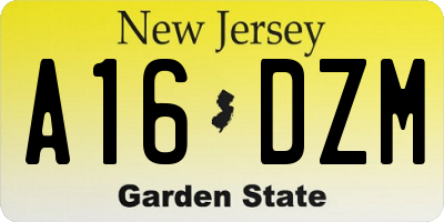 NJ license plate A16DZM