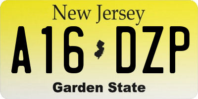 NJ license plate A16DZP
