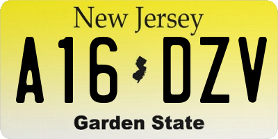 NJ license plate A16DZV