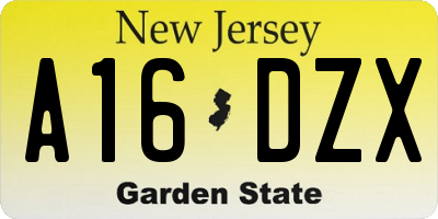 NJ license plate A16DZX