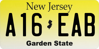 NJ license plate A16EAB