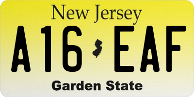 NJ license plate A16EAF
