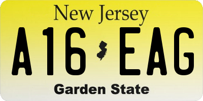 NJ license plate A16EAG